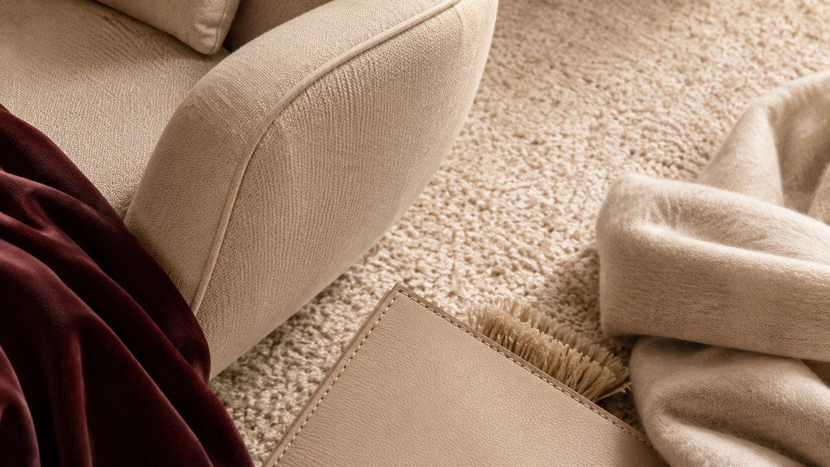 Détail tissu et cuir d'ameublement