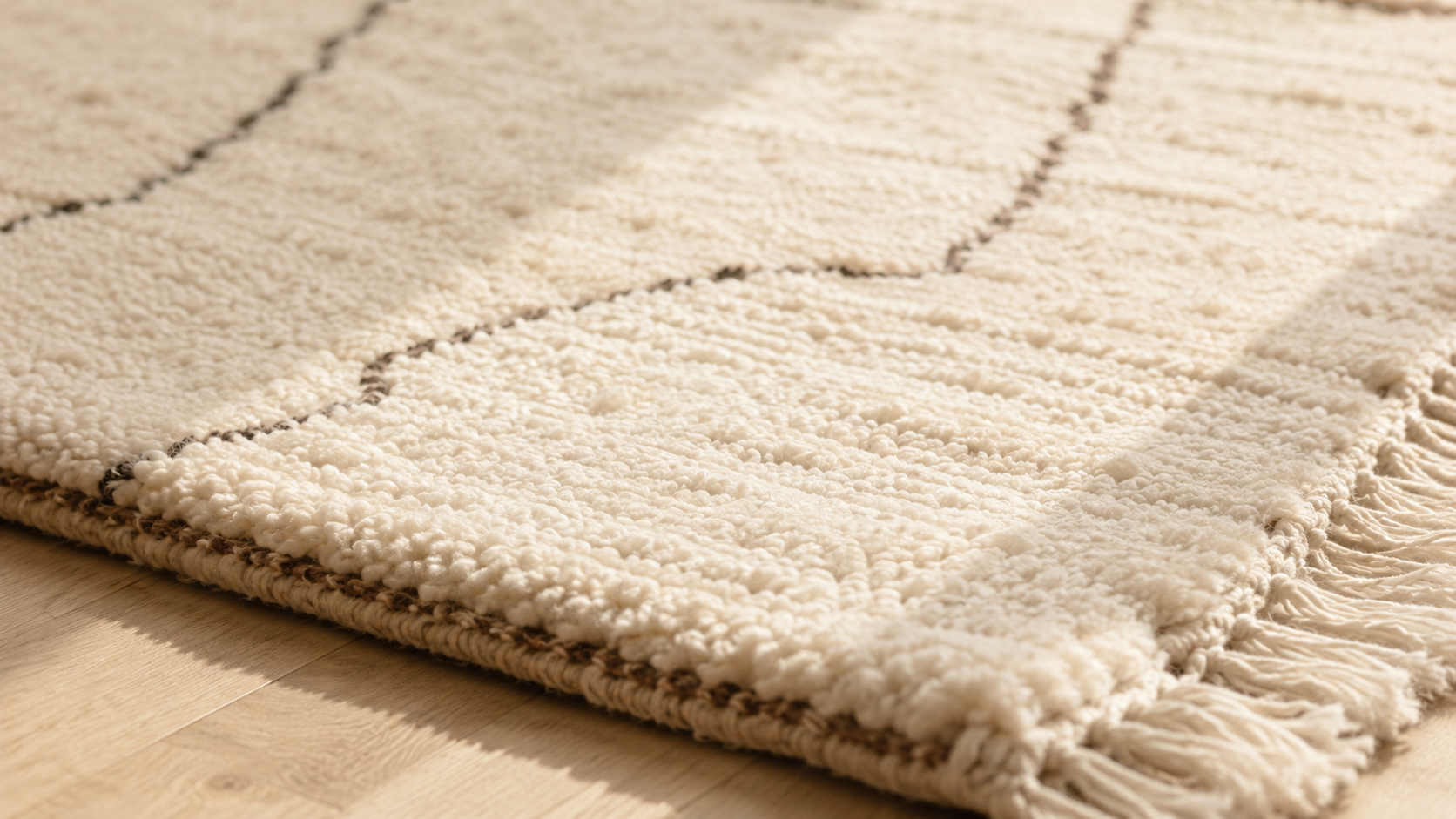 Tapis berbère laine sur parquet